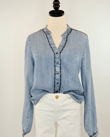 Thread and Supply Lettie Shirt in Light Blue Wash-111 - Woven Top F/W (June- Nov)-Little Bird Boutique