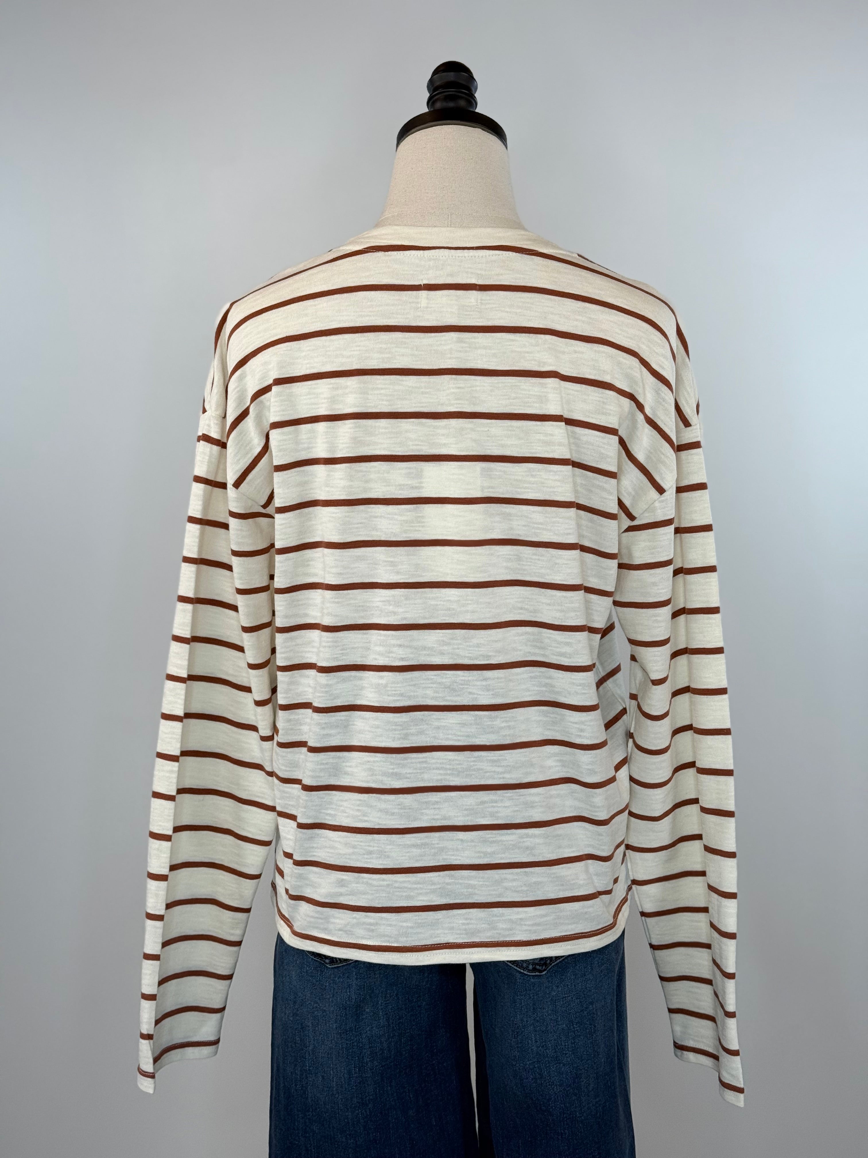 Thread and Supply Nellie Top in Off White and Brown Stripe-121 - Jersey Tops F/W (June - Nov)-Little Bird Boutique
