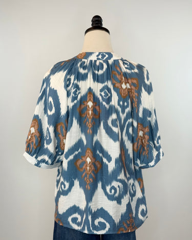 THML Porto Top in Aqua Geo-111 - Woven Top F/W (June- Nov)-Little Bird Boutique