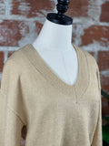 Sanctuary Easy Breezy V-Neck Pullover in Roasted Cappuccino-112 Woven Tops - Long Sleeve-Little Bird Boutique
