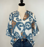 THML Porto Top in Aqua Geo-111 - Woven Top F/W (June- Nov)-Little Bird Boutique