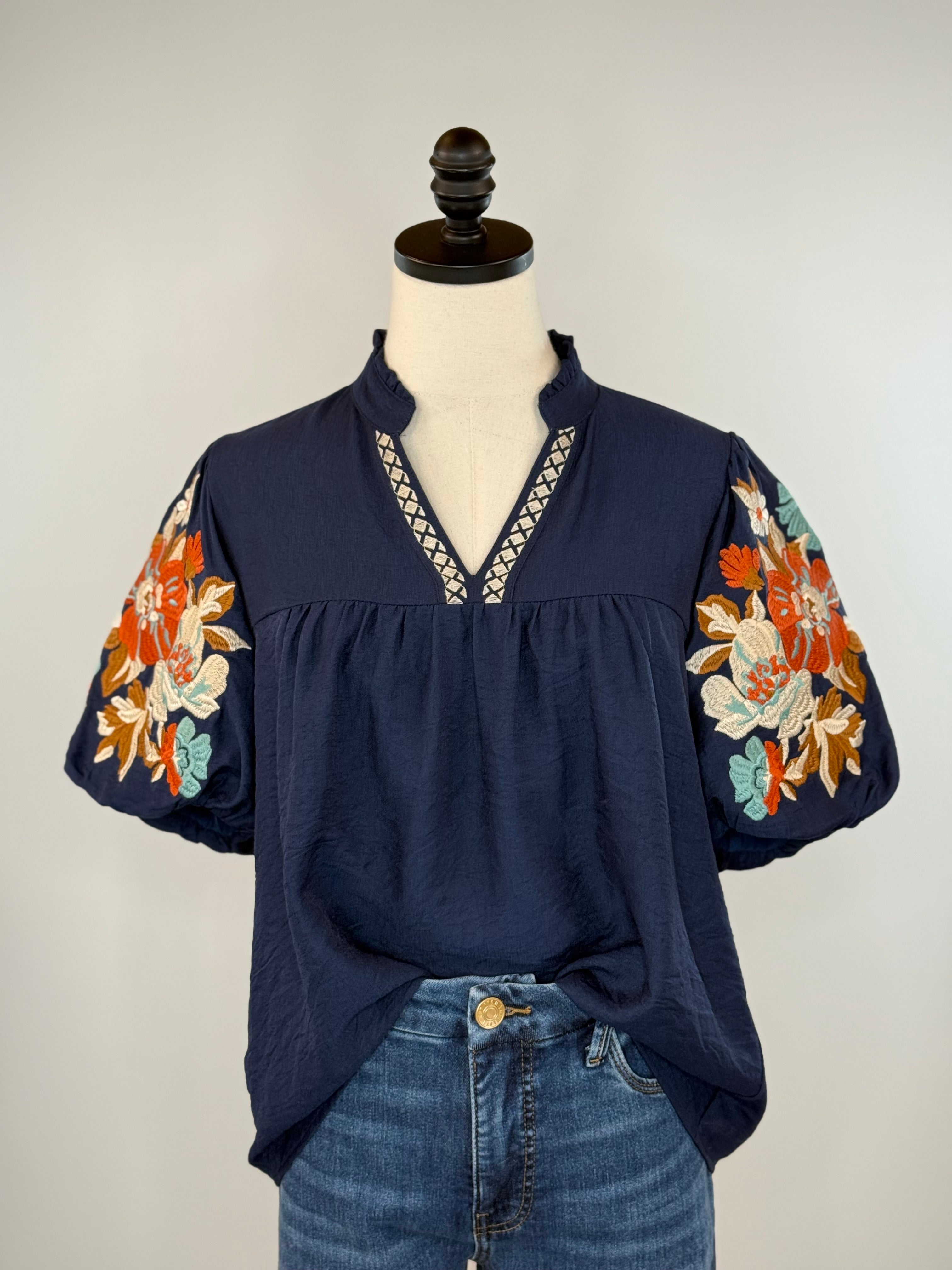 THML Catalina Top in Navy-111 - Woven Top F/W (June- Nov)-Little Bird Boutique