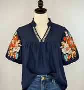 THML Catalina Top in Navy-111 - Woven Top F/W (June- Nov)-Little Bird Boutique