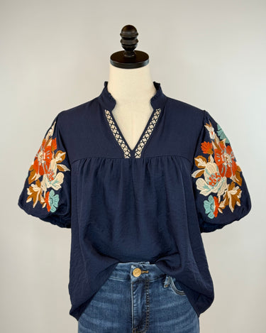 THML Catalina Top in Navy-111 - Woven Top F/W (June- Nov)-Little Bird Boutique