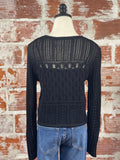 Pointelle Pullover Sweater in Black-130 Sweaters-Little Bird Boutique
