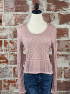 Pointelle Pullover Sweater in Mauve-131 - Sweaters F/W (July - Dec)-Little Bird Boutique