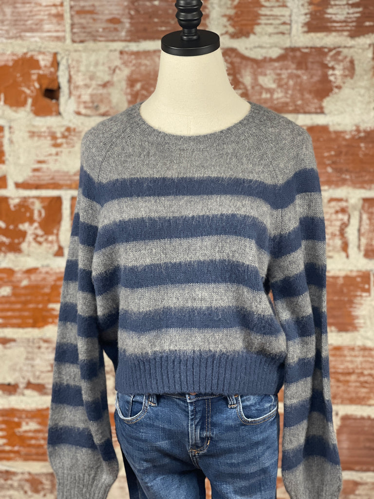 Steve Madden Lyon Sweater in Cobalt & Grey Stripe