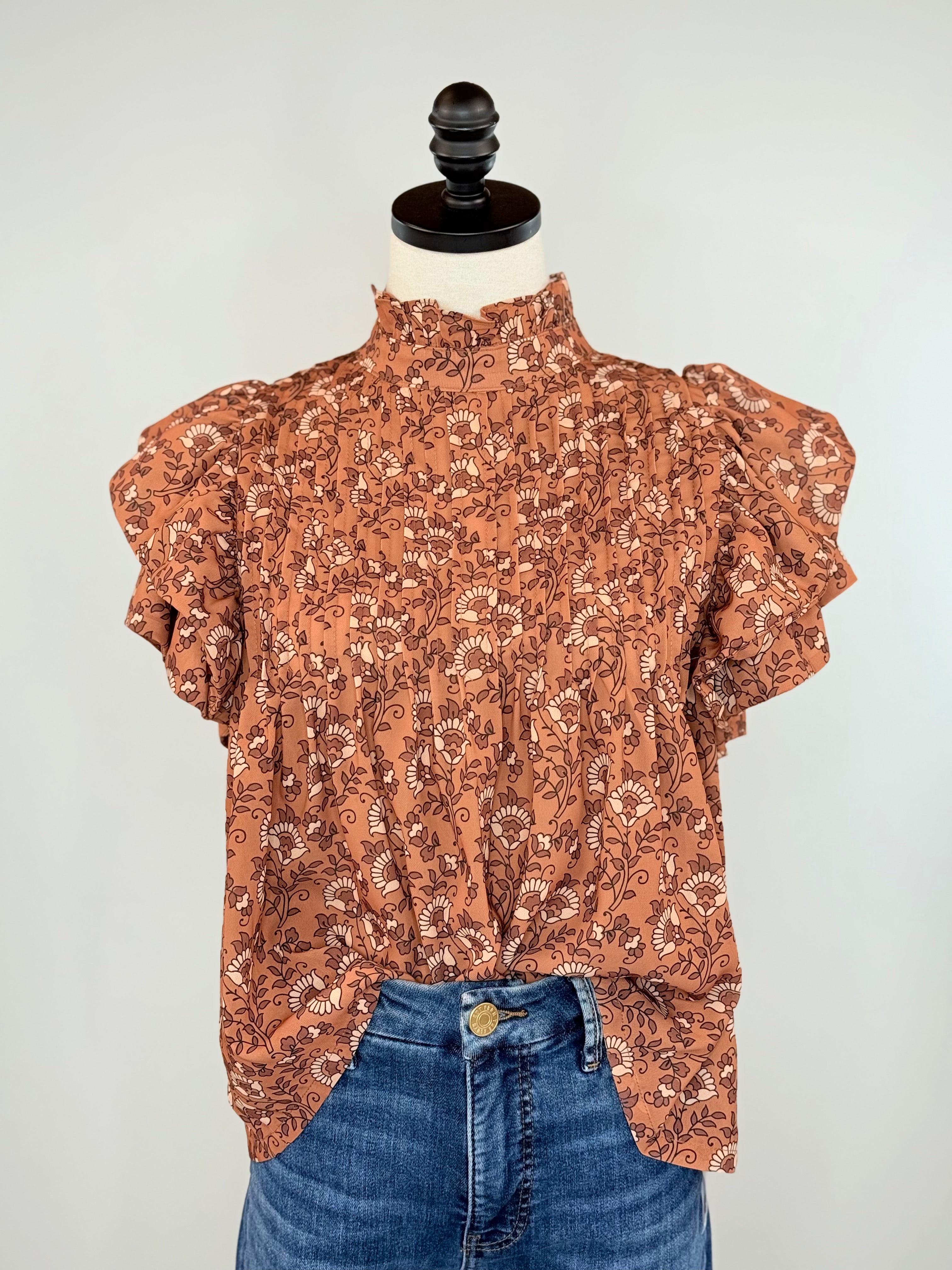 Audrey High Neck Top-111 - Woven Top F/W (June- Nov)-Little Bird Boutique