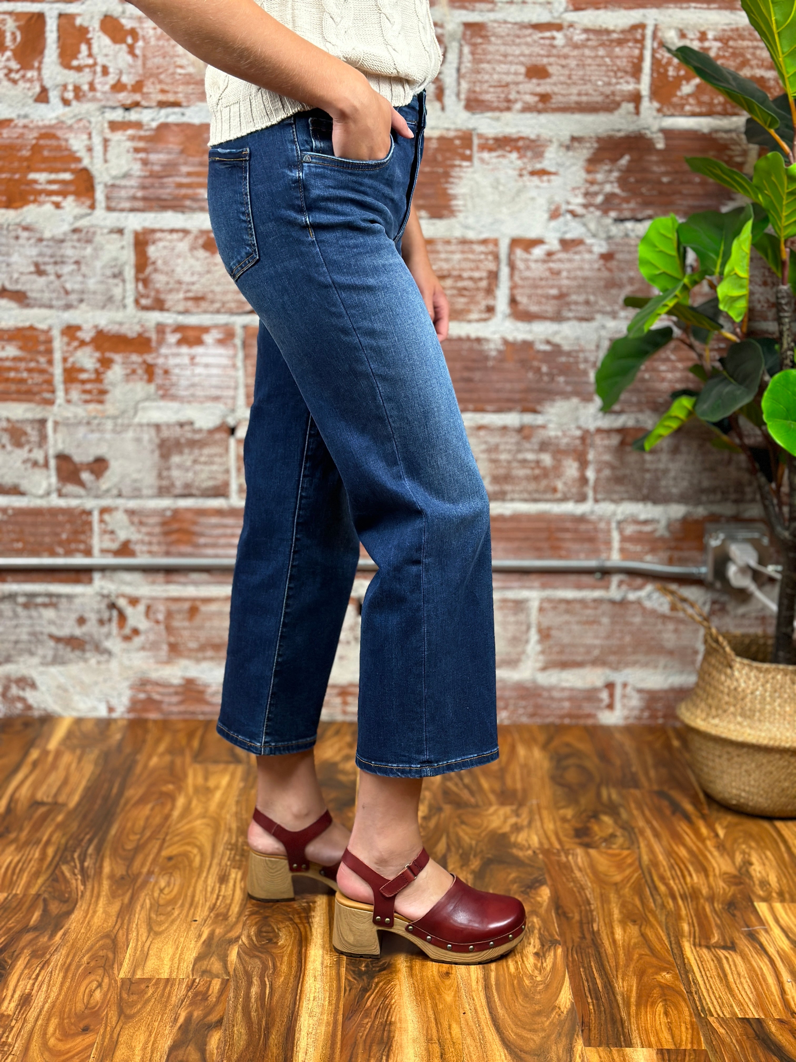 Kut from the Kloth Charlotte High Rise Fab Ab Culottes in Resolved-210 Denim-Little Bird Boutique