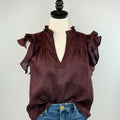 Olivia Linen Top in Berry-111 - Woven Top F/W (June- Nov)-Little Bird Boutique