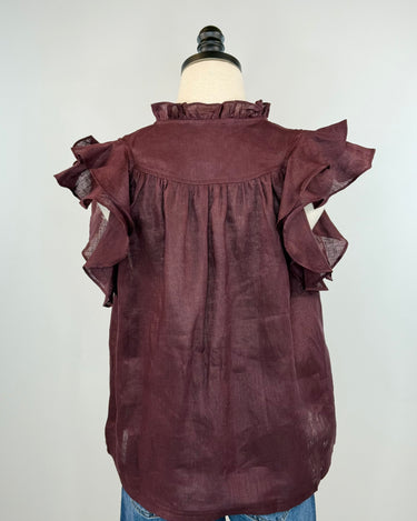 Olivia Linen Top in Berry-111 - Woven Top F/W (June- Nov)-Little Bird Boutique