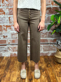 Button Front Stretch Twill Pants in Chocolate-220 Pants-Little Bird Boutique