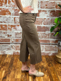 Button Front Stretch Twill Pants in Chocolate-220 Pants-Little Bird Boutique