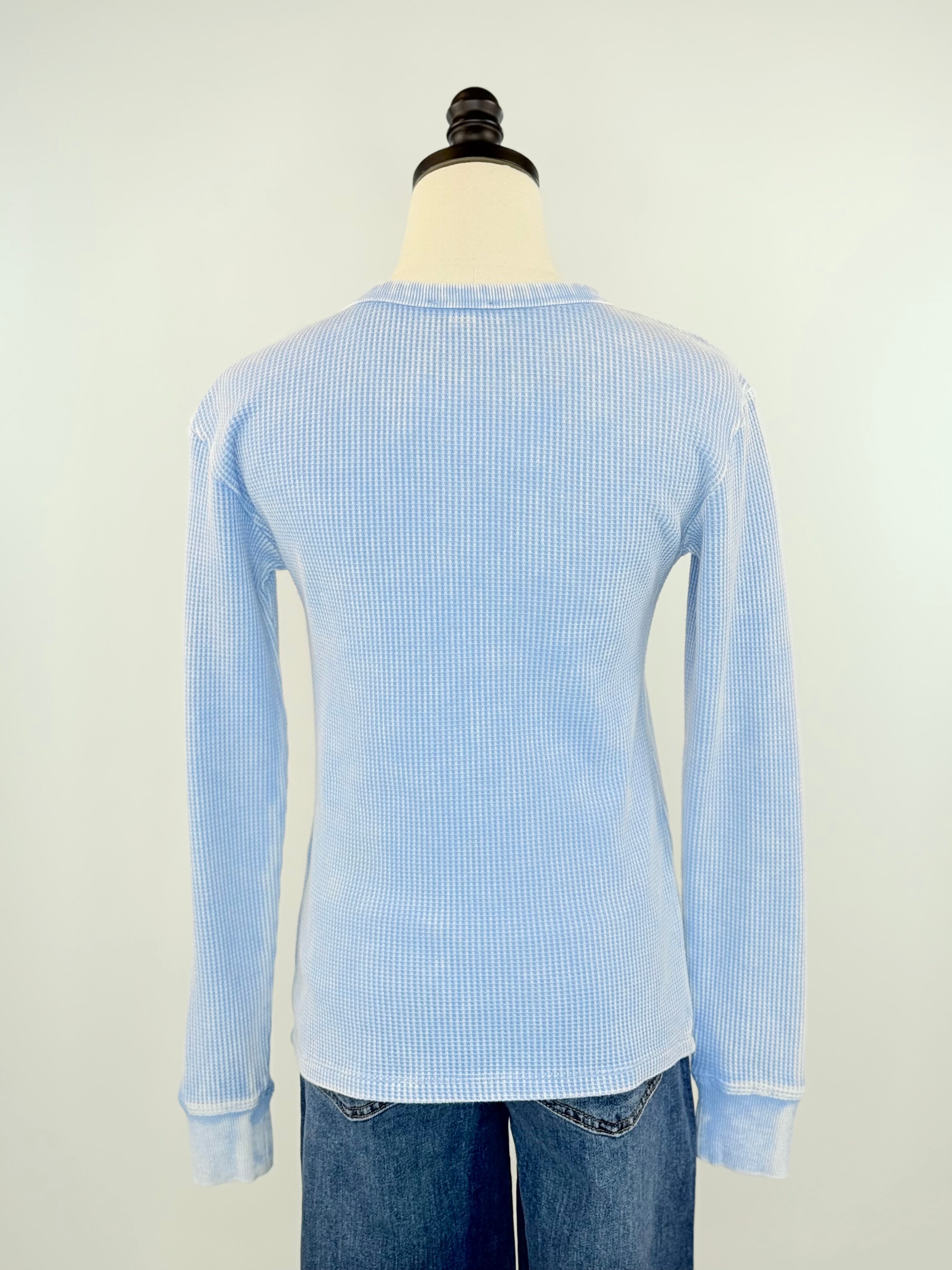 Flag and Anthem Fayston Waffle Crew in Light Blue-121 - Jersey Tops F/W (June - Nov)-Little Bird Boutique