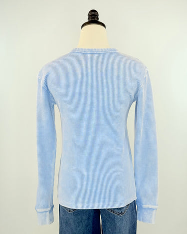 Flag and Anthem Fayston Waffle Crew in Light Blue-121 - Jersey Tops F/W (June - Nov)-Little Bird Boutique