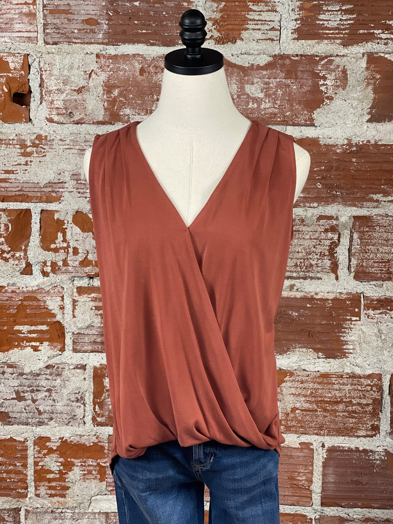 Veronica M. Cupro Surplice Top in Copper
