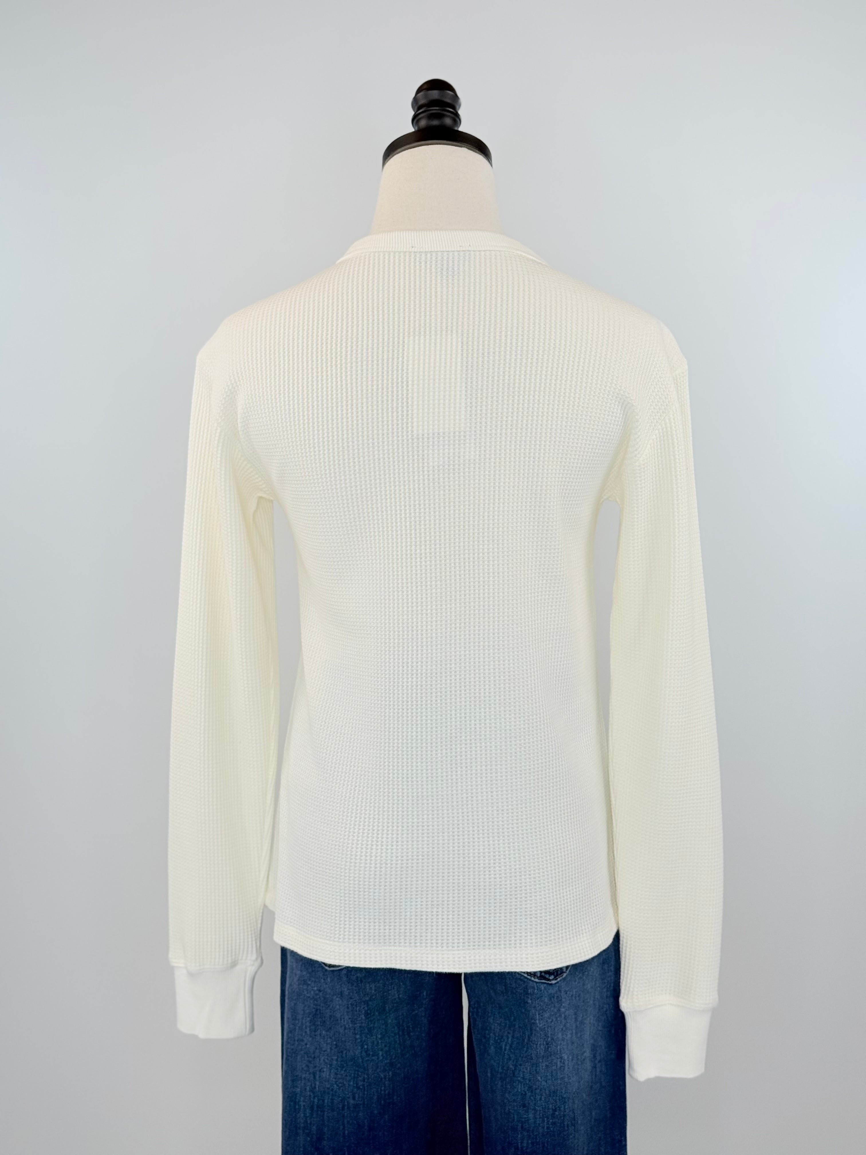 Flag and Anthem Fayston Waffle Crew in Ecru-121 - Jersey Tops F/W (June - Nov)-Little Bird Boutique