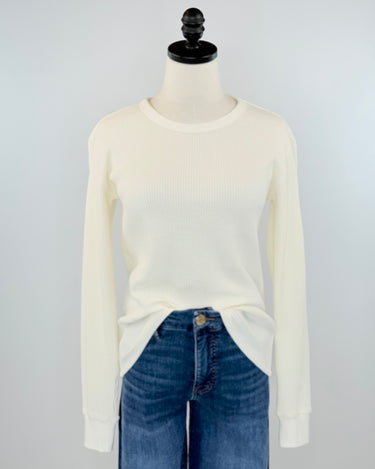 Flag and Anthem Fayston Waffle Crew in Ecru-121 - Jersey Tops F/W (June - Nov)-Little Bird Boutique