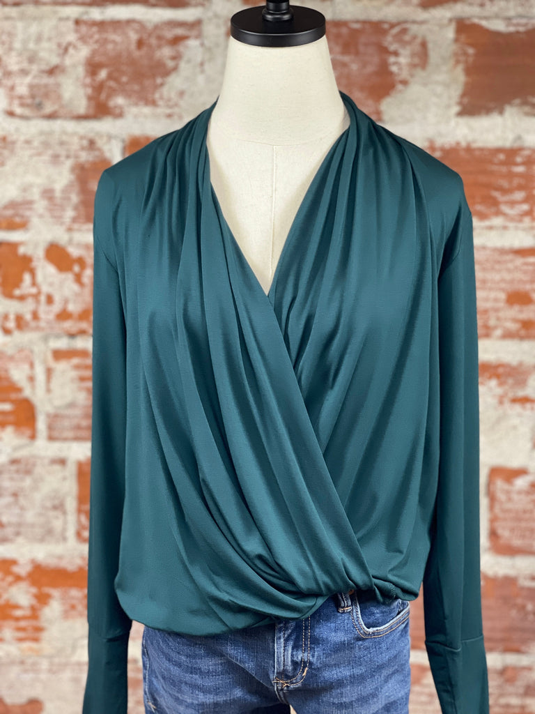 Veronica M Cupro Top in Emerald