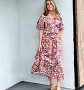 Jak and Rae Rosanne Skirt in Henna Brown Tropical-231 Skirts-Little Bird Boutique