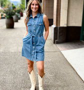 Velvet Heart Palmira Denim Dress in Classic Indigo-151 Dresses - Short-Little Bird Boutique