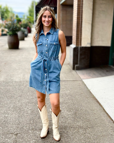 Velvet Heart Palmira Denim Dress in Classic Indigo-151 Dresses - Short-Little Bird Boutique