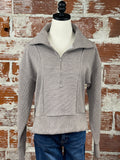 Thread & Supply Kristine Pullover in Driftwood Heather-122 Jersey Tops - Long Sleeve-Little Bird Boutique