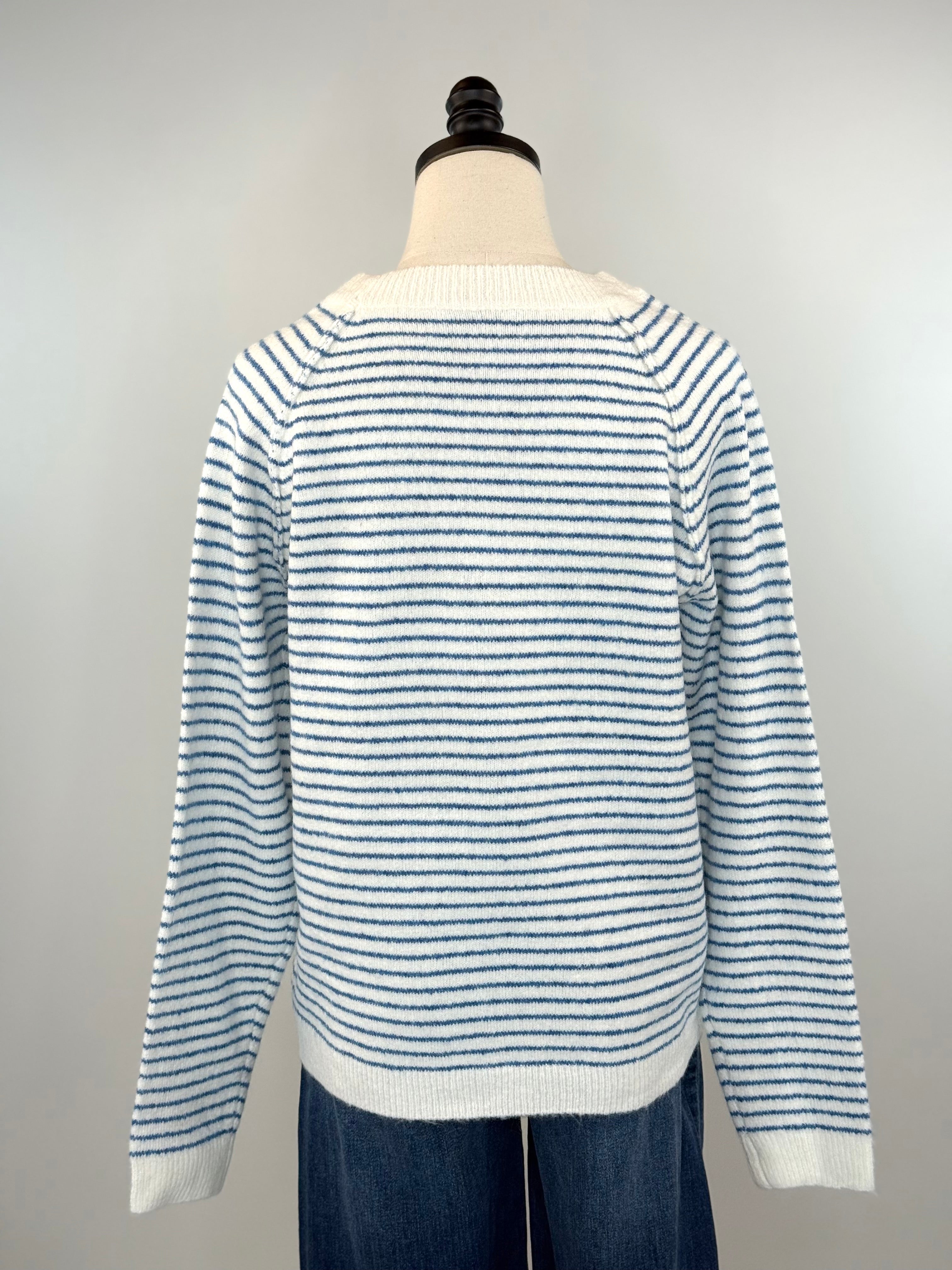 Brinley Sweater in Blue and Cream Stripe-131 - Sweaters F/W (June - Nov)-Little Bird Boutique
