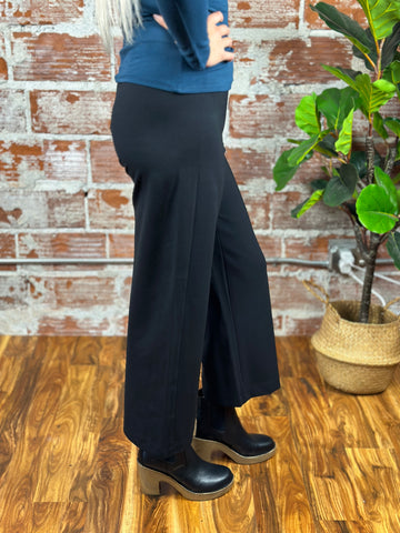 Black Tape Wide Leg Cropped Pants in Black