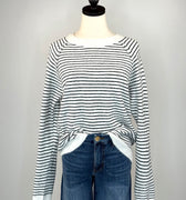 Brinley Sweater in Navy and Cream Stripe-131 - Sweaters F/W (June - Nov)-Little Bird Boutique