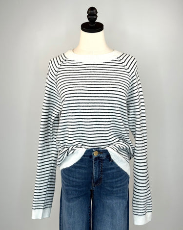 Brinley Sweater in Navy and Cream Stripe-131 - Sweaters F/W (June - Nov)-Little Bird Boutique