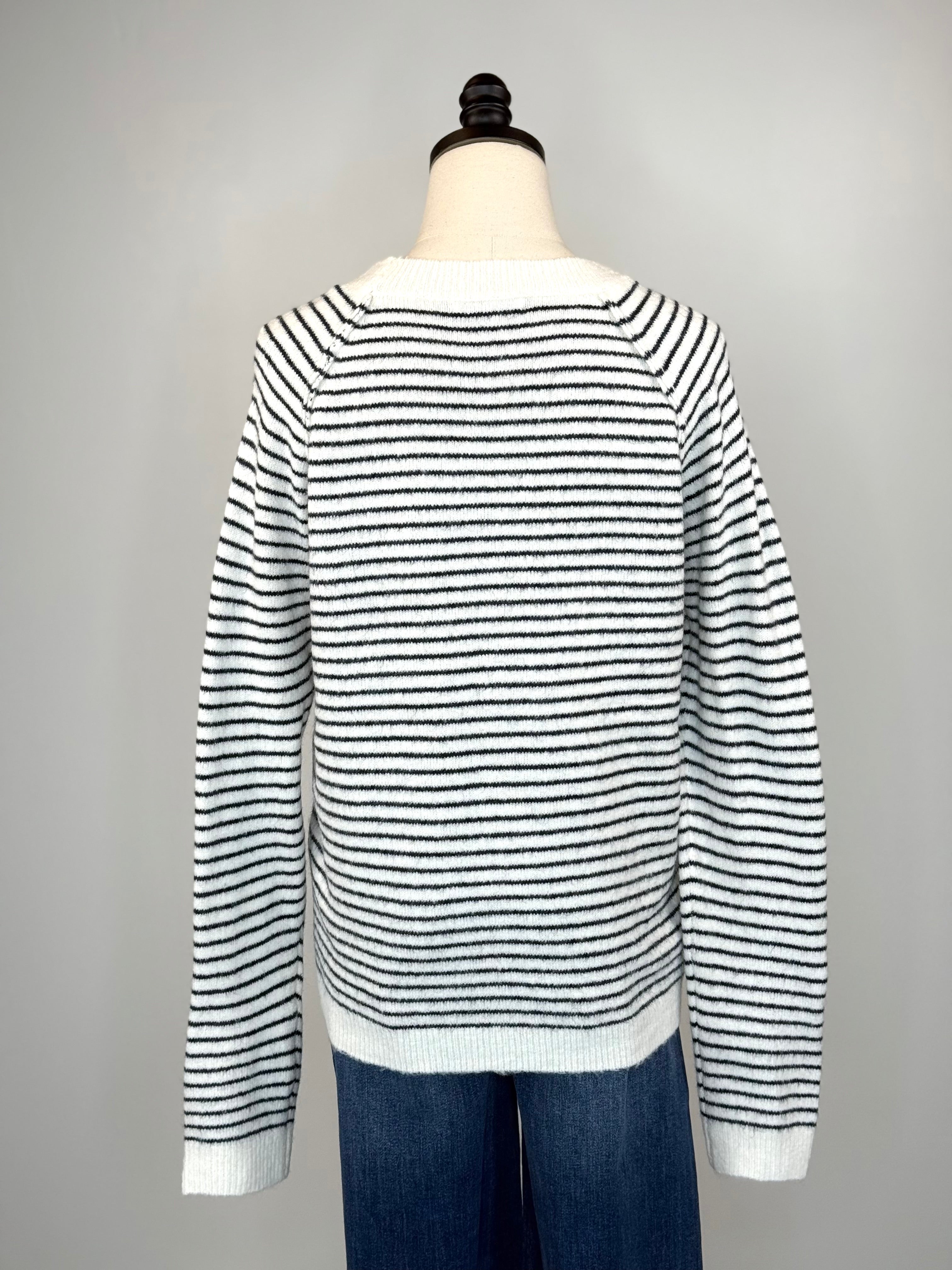 Brinley Sweater in Navy and Cream Stripe-131 - Sweaters F/W (June - Nov)-Little Bird Boutique