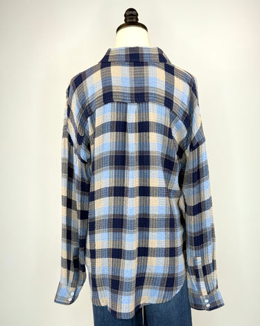 Flag and Anthem Leetonia Pucker Top in Navy-111 - Woven Top F/W (June- Nov)-Little Bird Boutique