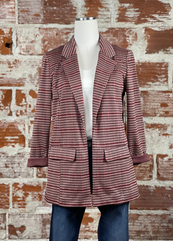 Liverpool Boyfriend Blazer with Princess Darts in Mulberry Plaid