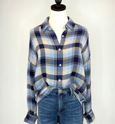Flag and Anthem Leetonia Pucker Top in Navy-111 - Woven Top F/W (June- Nov)-Little Bird Boutique