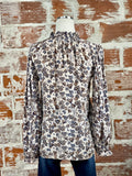 Elan Ruffle Collar Long Sleeve Top in Napa Print-112 Woven Tops - Long Sleeve-Little Bird Boutique