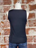 Boat Neck Tank in Black-123 Jersey Tops - Sleeveless-Little Bird Boutique