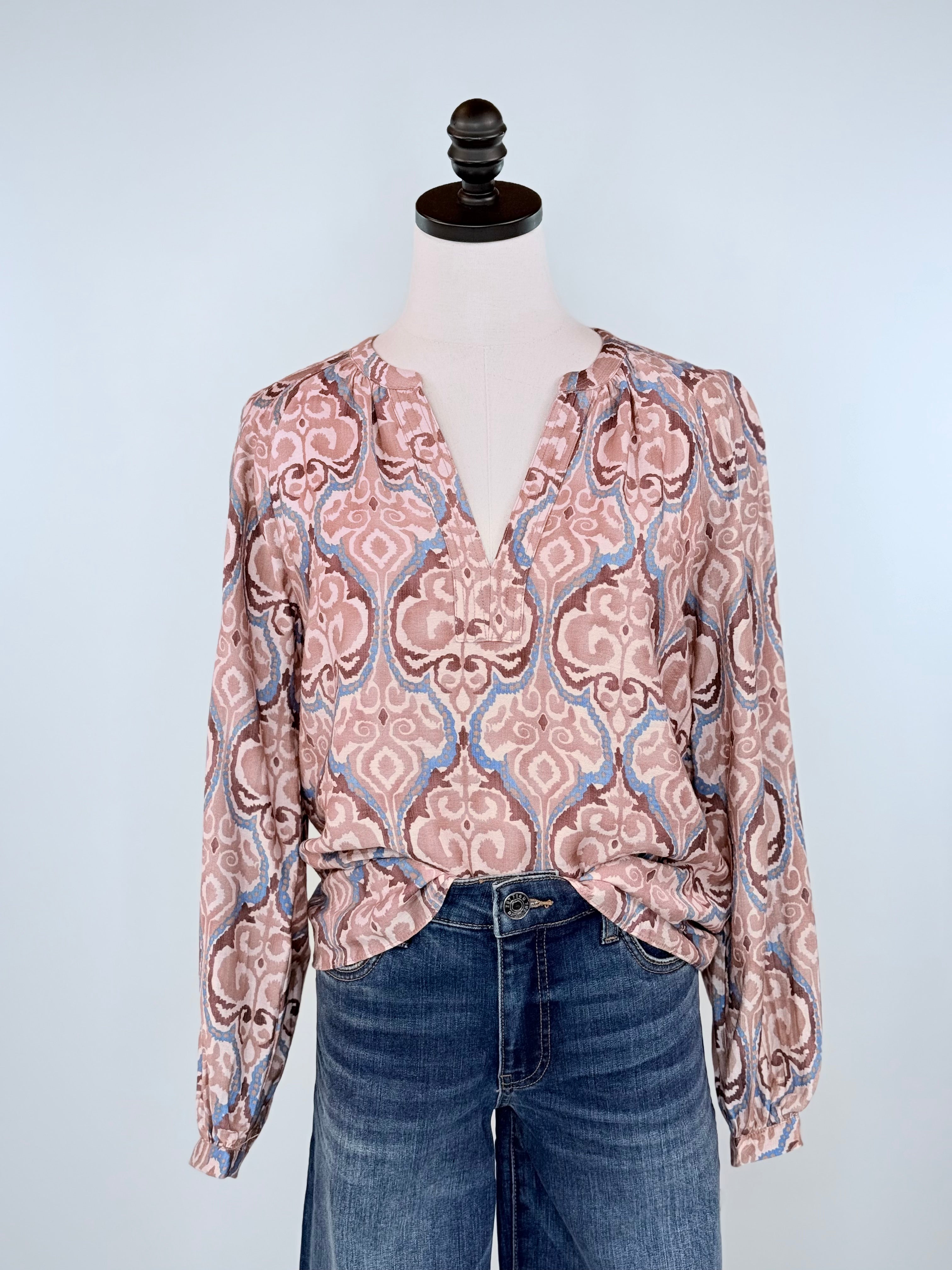 Delaney Top in Mauve and Brown Multi-111 - Woven Top F/W (June- Nov)-Little Bird Boutique