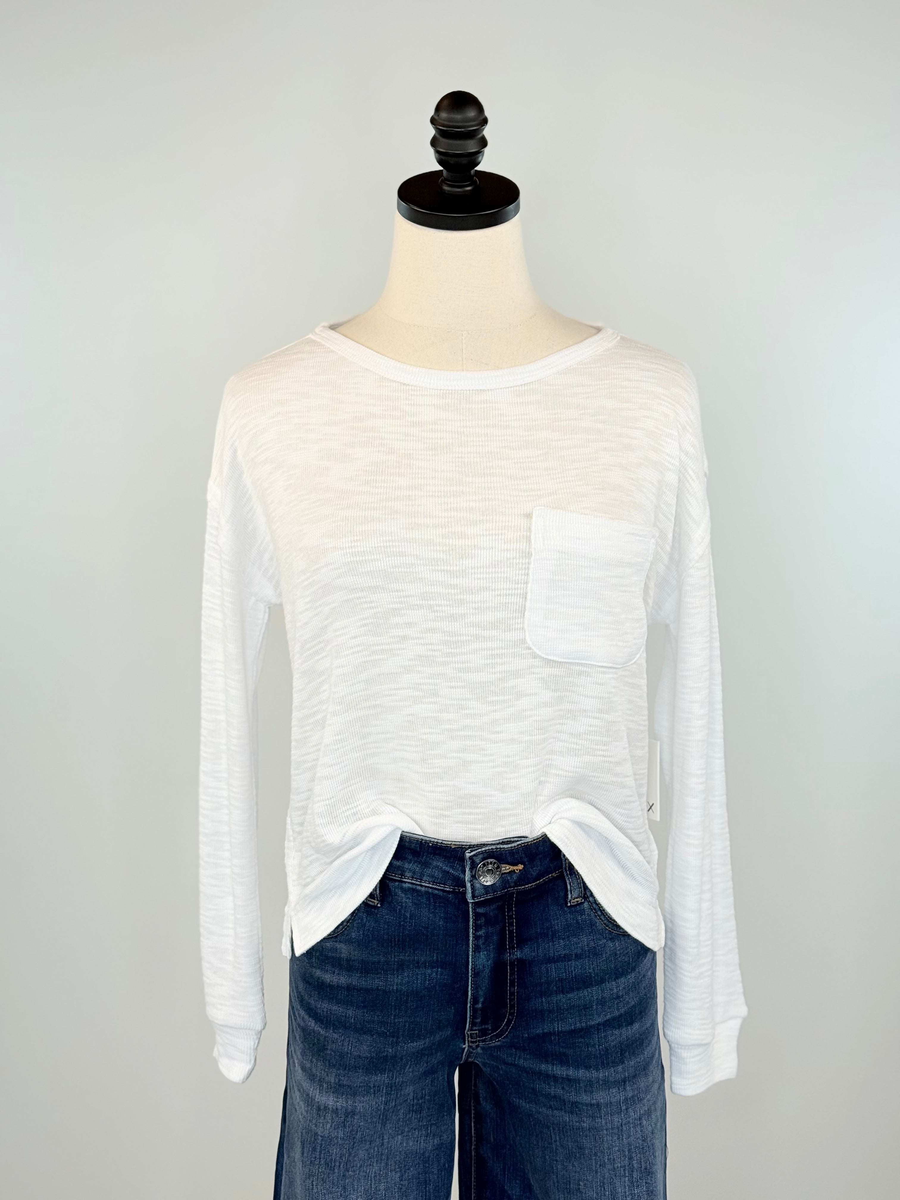 Dex Crewneck Shirt in White-121 - Jersey Tops F/W (June - Nov)-Little Bird Boutique