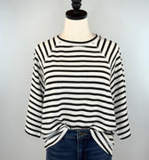 Sanctuary Boxy Raglan Tee in Black and Oat Stripe-121 - Jersey Tops F/W (June - Nov)-Little Bird Boutique