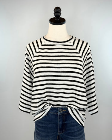 Sanctuary Boxy Raglan Tee in Black and Oat Stripe-121 - Jersey Tops F/W (June - Nov)-Little Bird Boutique