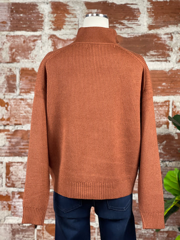Mock Zip Sweater in Brick