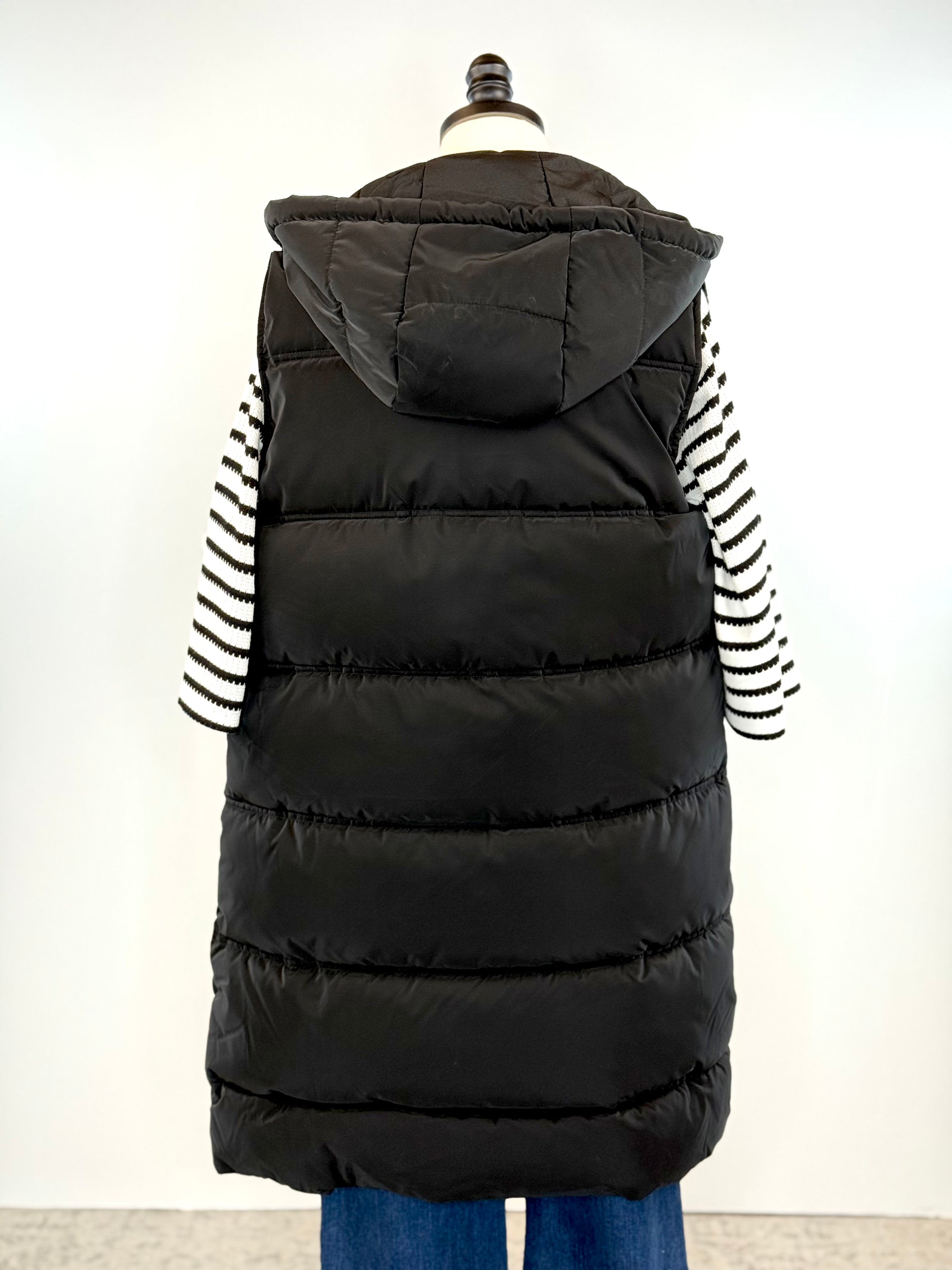 Dex Hooded Puffer Vest in Black-141 Outerwear Coats & Jackets-Little Bird Boutique