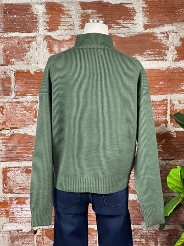 Mock Zip Sweater in Clover