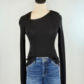 Sanctuary Shoulder Twist Top in Black-121 - Jersey Tops F/W (June - Nov)-Little Bird Boutique
