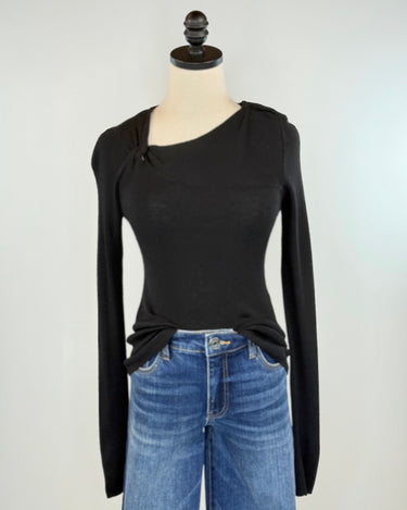 Sanctuary Shoulder Twist Top in Black-121 - Jersey Tops F/W (June - Nov)-Little Bird Boutique