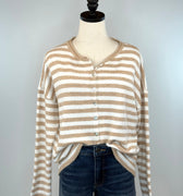 Rivers Sweater in Taupe and Ivory Stripe-131 - Sweaters F/W (June - Nov)-Little Bird Boutique
