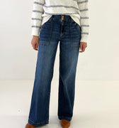 KUT from the Kloth Jodi High Rise Wide Leg w/ Porkchop Pockets-210 Denim-Little Bird Boutique
