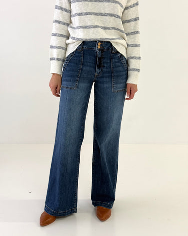 KUT from the Kloth Jodi High Rise Wide Leg w/ Porkchop Pockets-210 Denim-Little Bird Boutique