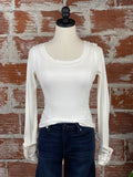 Free People We The Free Stuck On You Cuff Top in White-122 Jersey Tops - Long Sleeve-Little Bird Boutique